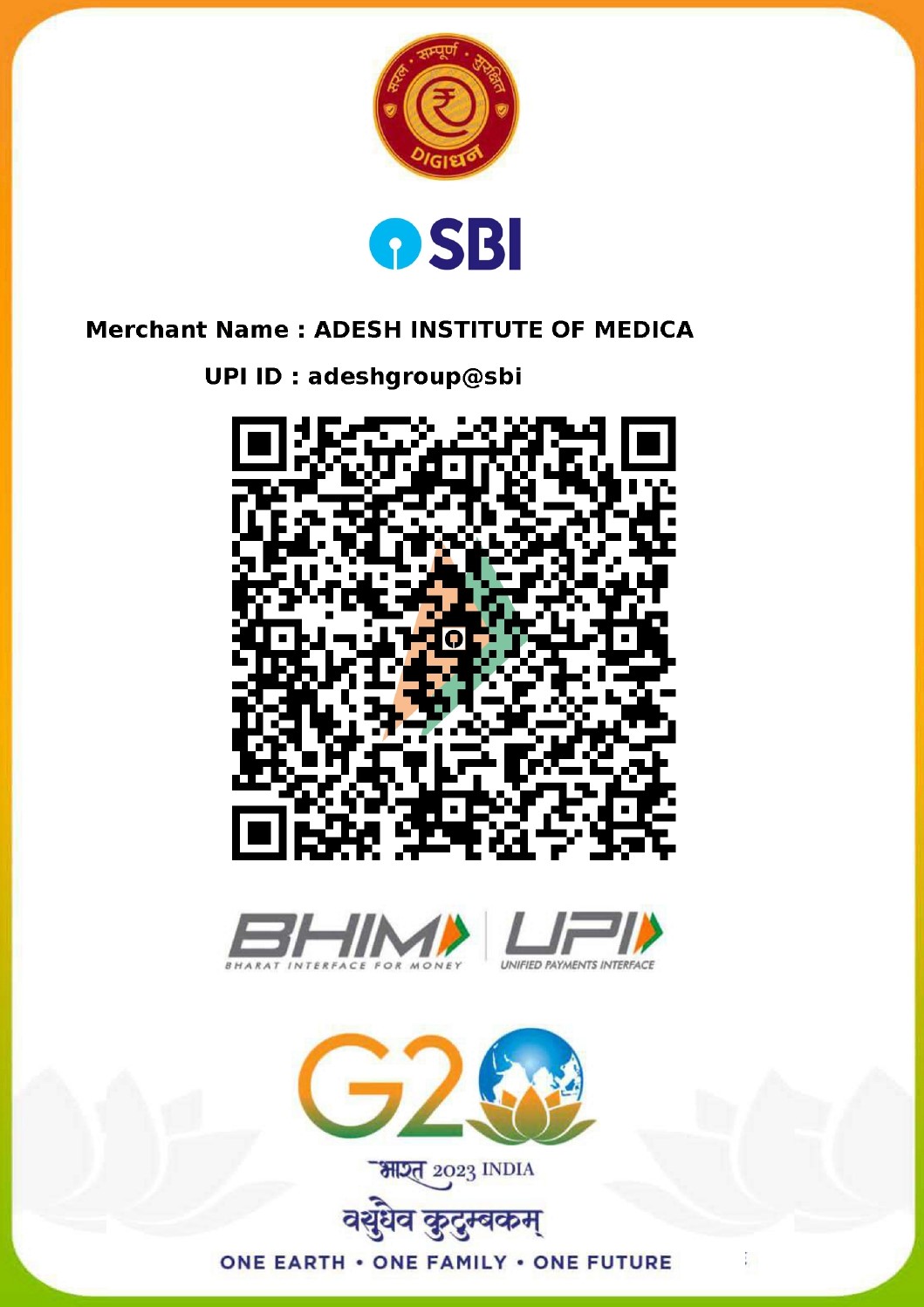 Adesh University Fees QR Code